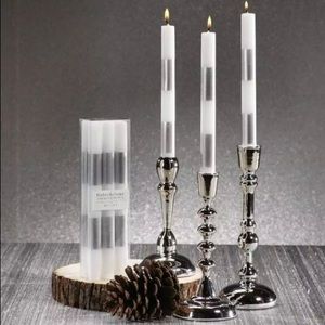 Brand new modern & festive candles. Silver & white